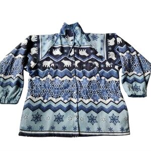 Vintage Reversible Fleece Rain Jacket Winter Polar Bear Nature Jacket